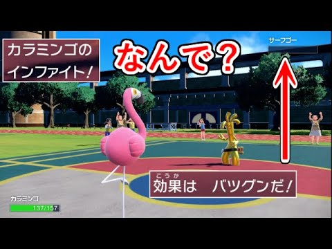対戦相手がフリーズ...「カラミンゴ」のインファイトが何故かゴーストタイプのサーフゴーに直撃して一瞬で試合が終わる。【ポケモンSV実況】