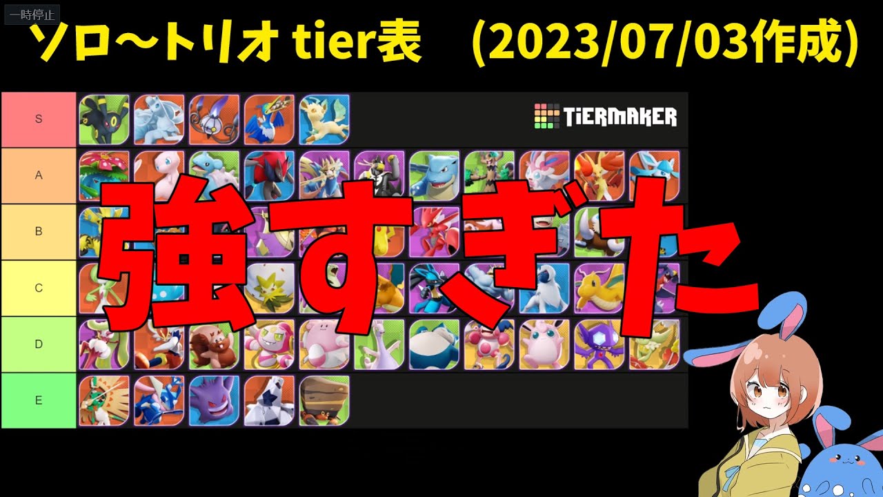 さらばブラッキー！環境をtier表で振り返ろう！の巻【詳細解説439】【ポケモンユナイト】【ゆっくり解説】
