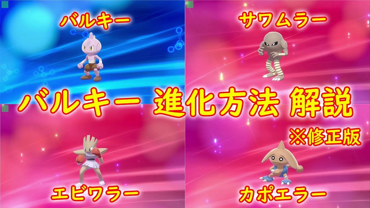 【バルキー】進化方法 解説 修正版【カポエラー サワムラー エビワラー ポケモン ソード シールド ポケモン剣盾】