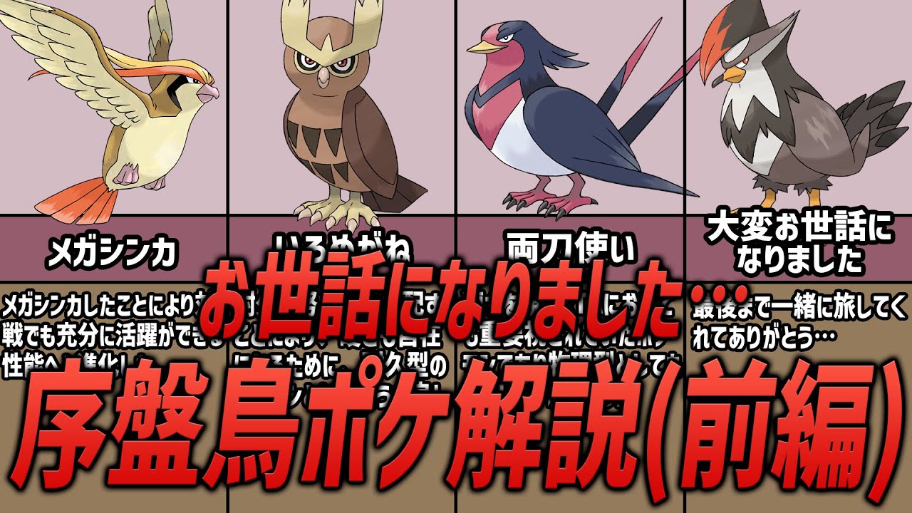 【ポケモン】序盤でお世話になったこと必須！！歴代ポケモンの序盤鳥ポケモンについて解説！（前編