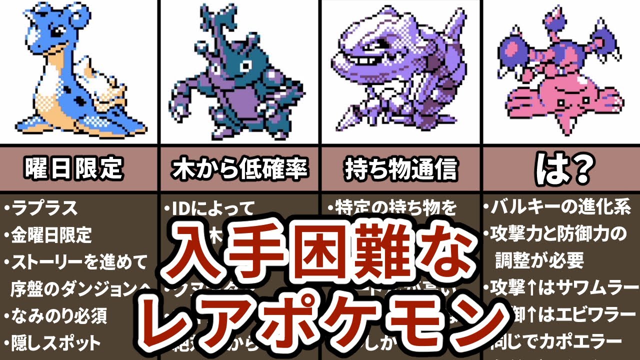 ポケモン金銀の入手困難なポケモンまとめ