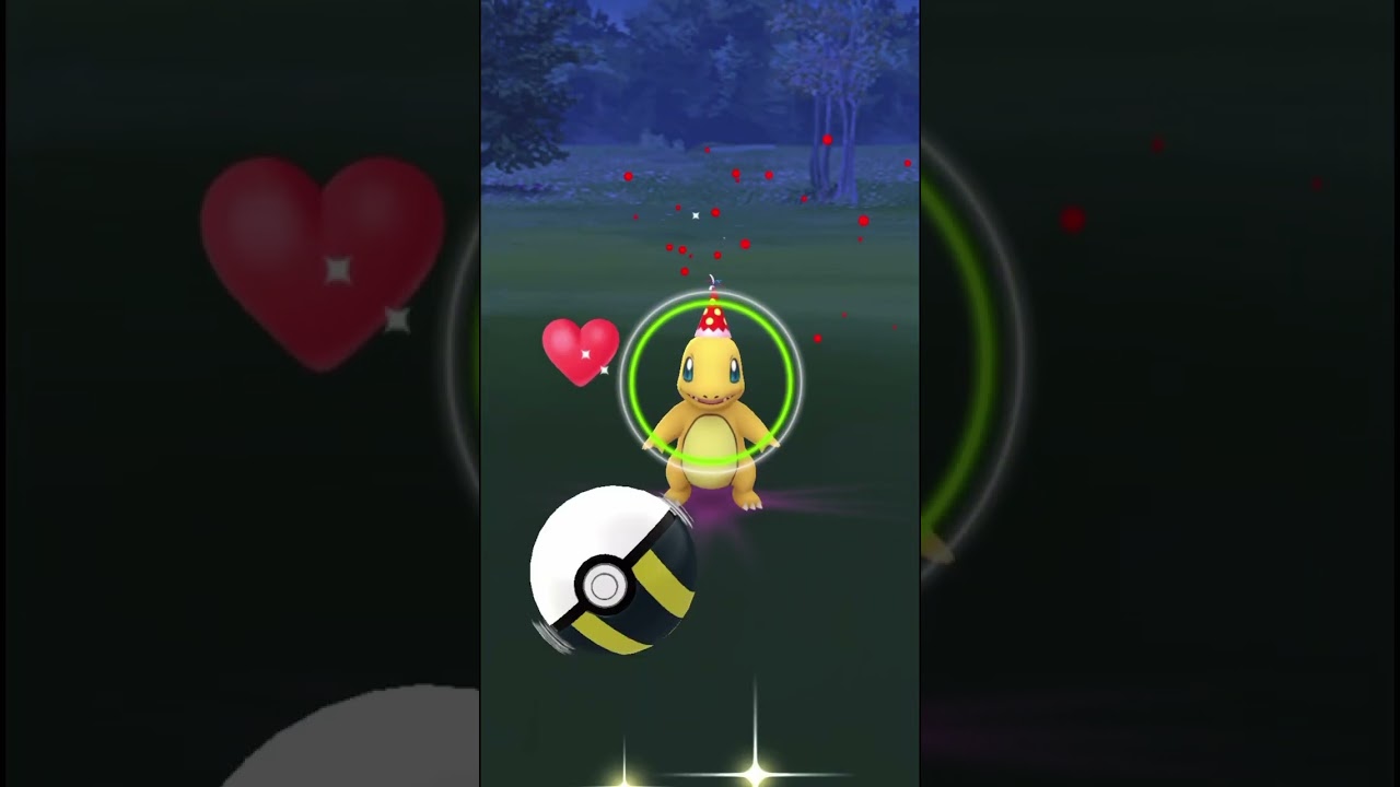 [PokemonGO] 7周年記念イベント パーティハットヒトカゲ色違い 初ゲット！ #pokemon