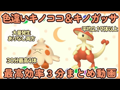 30分最高４体 色違いキノココ＆キノガッサ最高効率大量発生ありなし説明厳選３分動画 平均2.19体以上#ポケモンsv #最高効率 #色違い #キノココ #キノガッサ #大量発生なし #あり