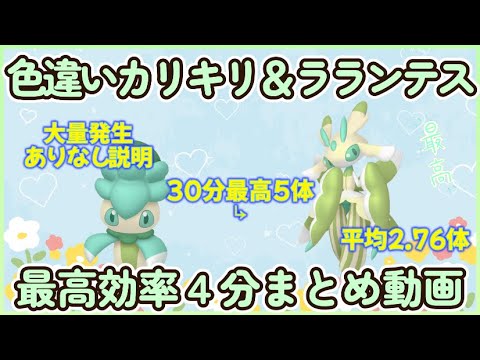 30分最高5体 色違いカリキリ＆ラランテス最高効率大量発生ありなし説明厳選４分動画 平均２．７６体以上#ポケモンsv #最高効率 #色違い #カリキリ #ラランテス #大量発生なし #あり