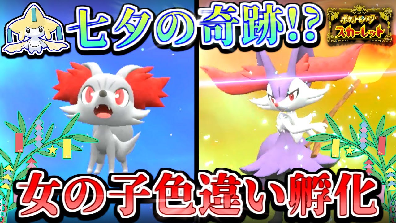 【ポケモンSV】激レア色違い!?七夕に｢フォッコ｣の女の子色違い厳選をしたらジラーチが奇跡起してくれたｗ テールナーやマフォクシーに進化シーンもあり!!【色違いポケモン】【ポケモン】【色違い厳選】