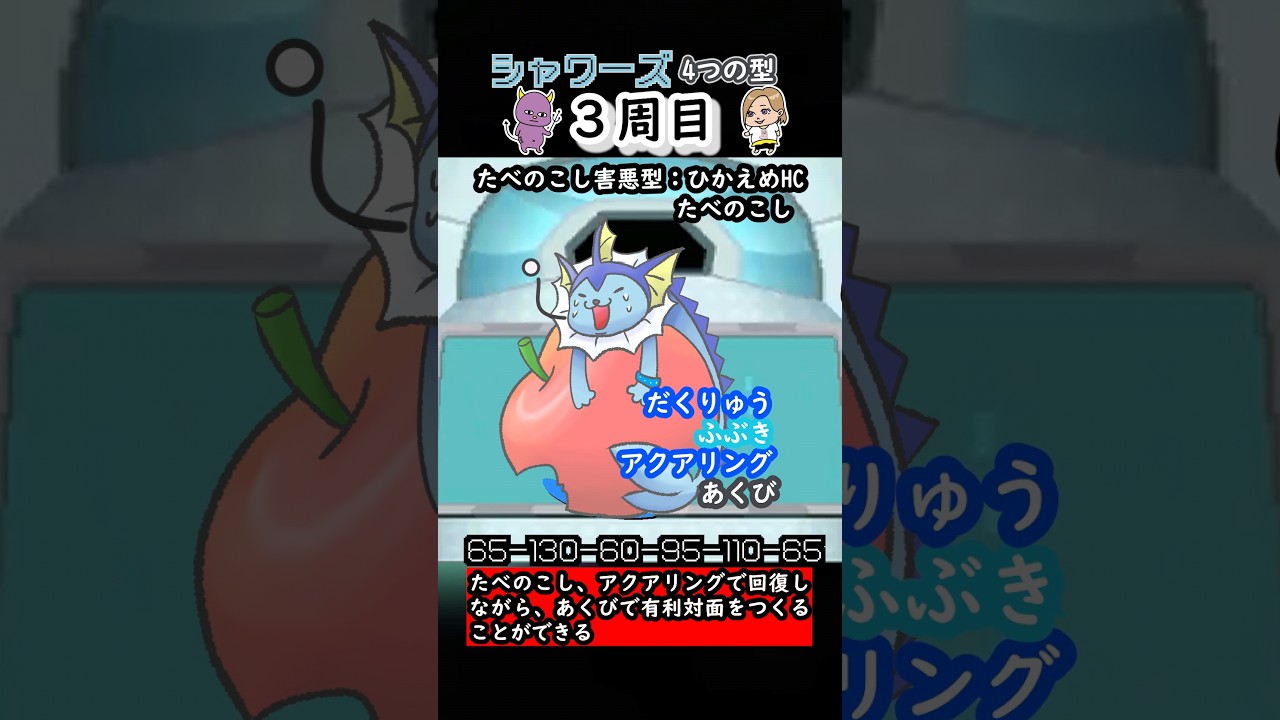 【ポケモン金ネジキ】シャワーズ4つの型 #Shorts #014