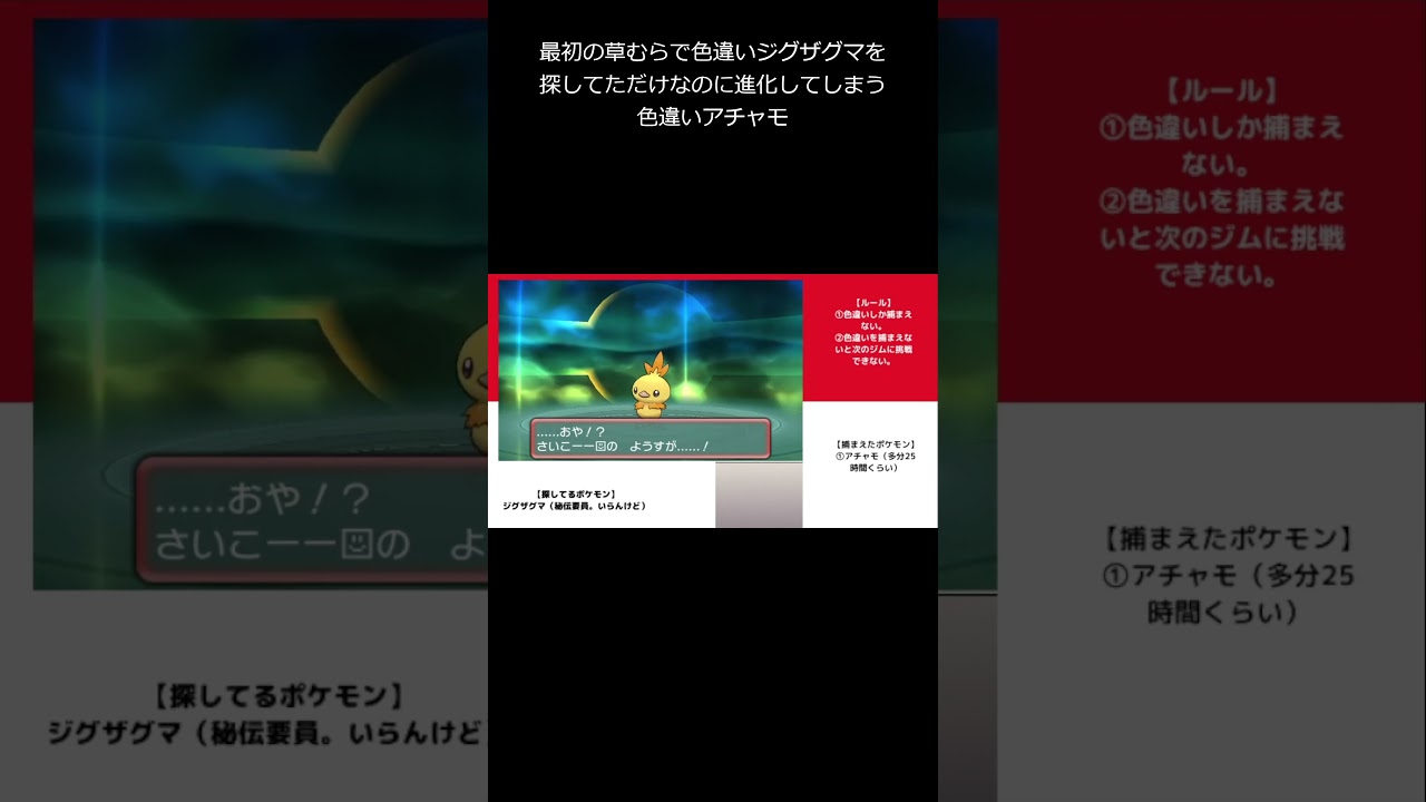 【ポケモン】最初の草むらで進化してしまう色違いアチャモ　#shorts #pokemon #ポケモン