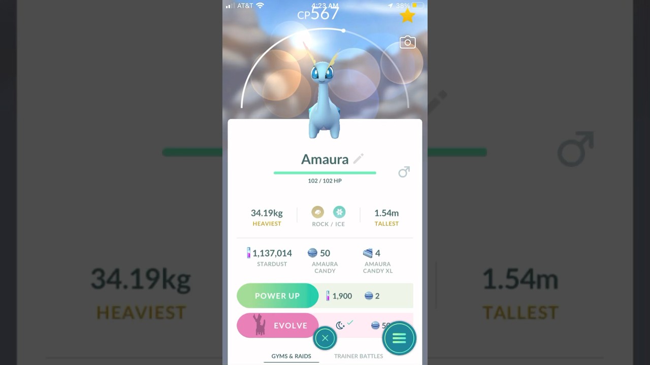 Heaviest/Tallest Amaura Evolved into Aurorus!| Pokémon Go| #youtubeshorts #youtube #pokémon #niantic
