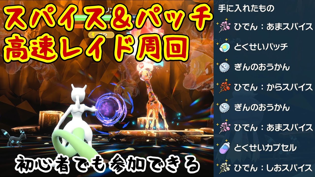 【ポケモンSV：レイド】甘スパイスメインの配布周回！星６レイド(闘リキキリン)をひたすらワンパンします【初心者も参加可能】