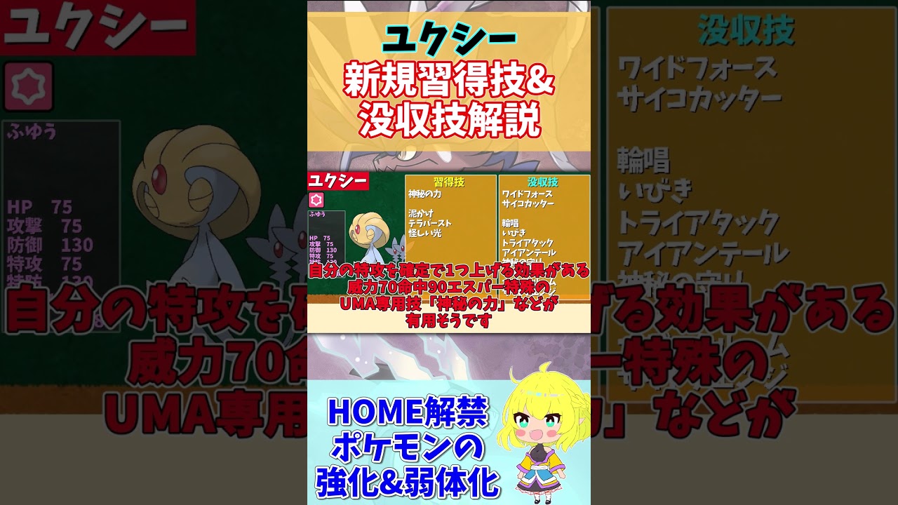 1分でわかるユクシーのSVでの強化点と弱体化点【ゆっくり解説】【レギュレーションD】#shorts