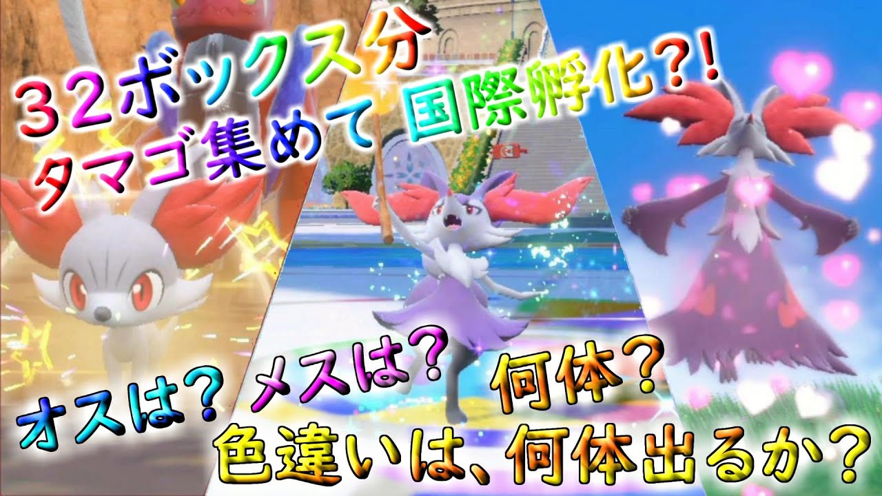 ポケモンSV「全ボックス分タマゴ集めてみた！！９６０個のタマゴから色違いは、何体 出るのか？！色違いフォッコの国際孵化」【ゆっくり実況】