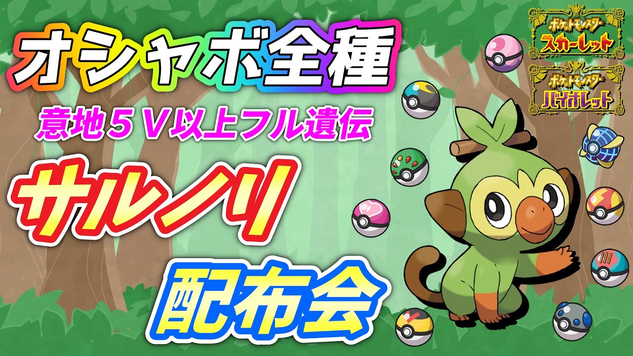 何度でも交換OK！サルノリ全種類オシャボ配布会！夜の部【ポケモンSV】