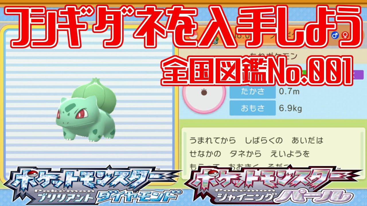 【ポケモンダイパリメイク】フシギダネを入手しよう 全国図鑑No.001【ポケットモンスター ブリリアントダイヤモンド・シャイニングパール】Pocket Monsters