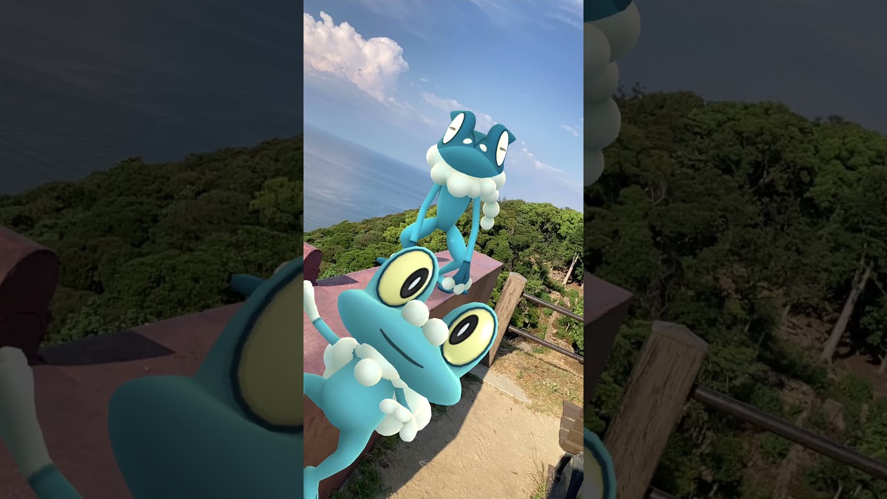 ゲコガシラ｜Frogadier｜ゲッコウガ｜Greninja【ポケモンGO】PoKeMoN GO AR｜AR動画｜NianticAR｜gophotobomb｜淡路島｜洲本城