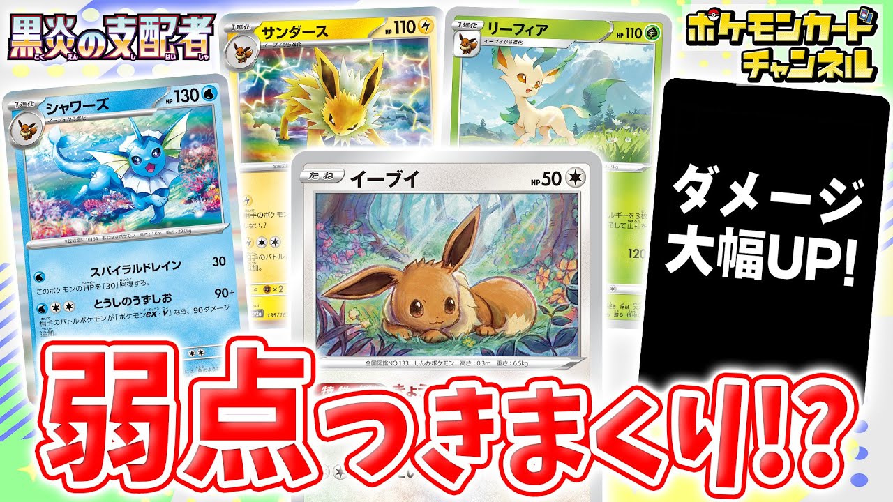 【ポケカ対戦】あの隠し玉が炸裂！？イーブイと仲間たちで弱点を突きまくってリザードンexデッキを倒せるのか！？【黒炎の支配者/ポケモンカード】