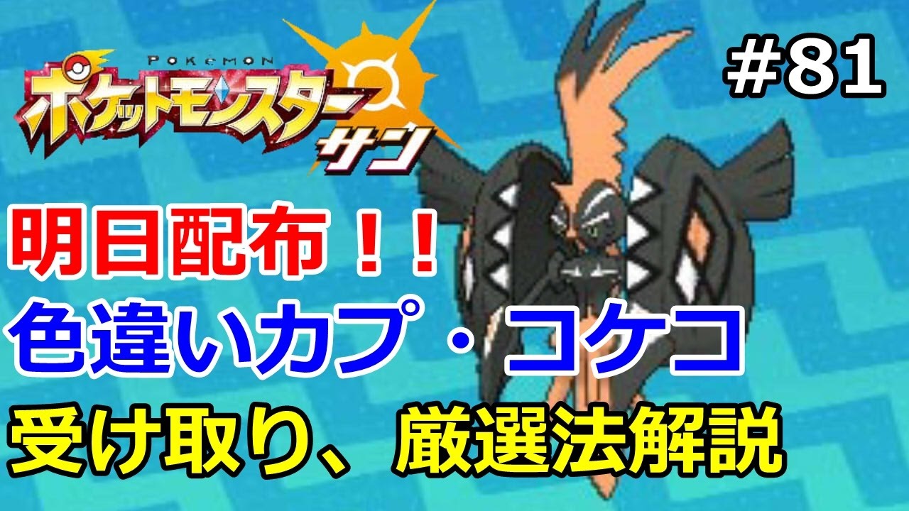【ポケモン】明日配布開始！色違いカプ・コケコの受け取り方と厳選方法！初心者のためのポケモン解説#81【サン・ムーン】【Pokemon sun and moon】