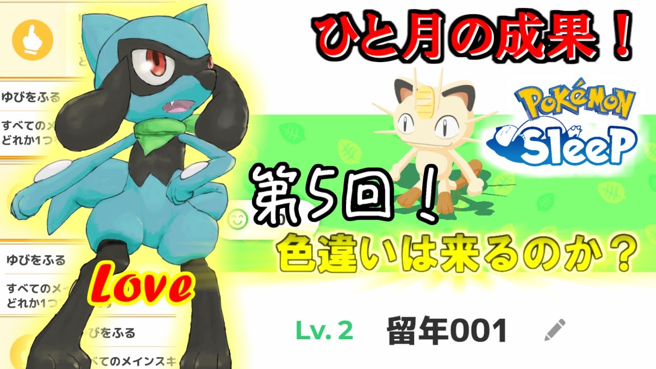 ポケモンスリープ色違いへの道【第5回：リオルを愛する研究者のひと月の成果】【1New=1論文】【Pokemon Sleep実況】