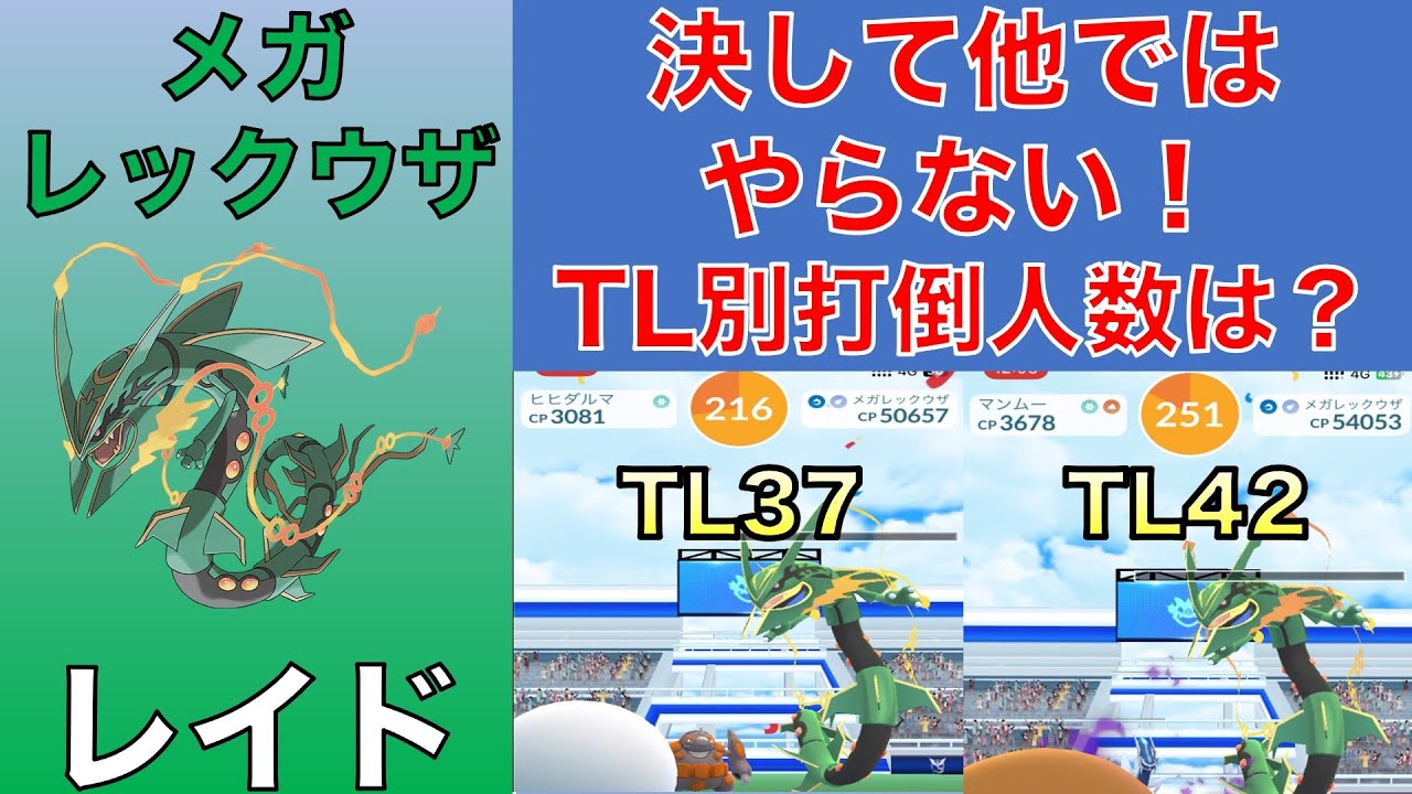 ポケモンGO メガレックウザ レイド 決して他ではやらない! TL別打倒人数は?