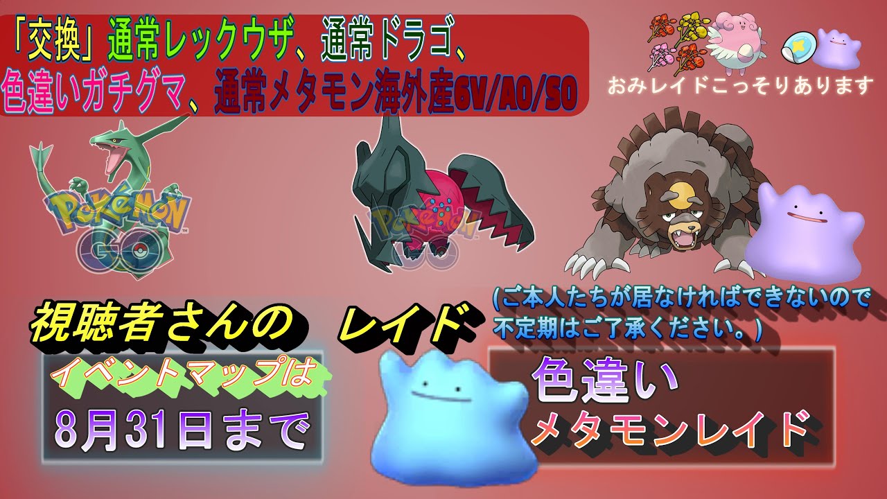 キリン脱走したとのこと「色違いメタモンレイド」　通常レックウザ・ドラゴ　色違いガチグマ   海外産 6V S0 A0メタモン 配布　「Pokémon」「ポケモンSV」 8月29日　配布ライブ