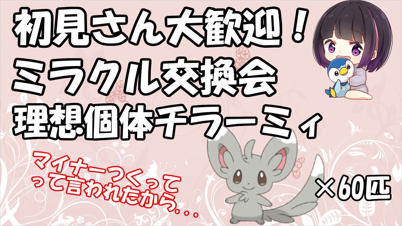 【ポケモンUSUM】ミラクル交換会！理想個体チラーミィ60匹流します！【ウルトラサンムーン】