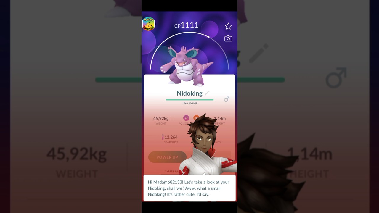 Pokemon Nidoking Combat Power 1111 was caught - Pokémon GO