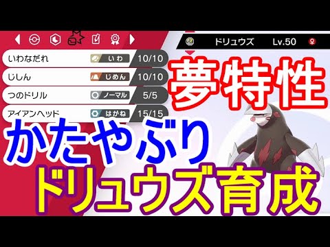 【ポケモン剣盾】かたやぶりドリュウズ出現場所・個体値努力値性格育成論方法
