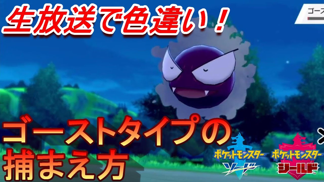 【ポケモン剣盾】生放送中に野生の色違いゴースを出す漢。ゴーストタイプのポケモンの捕まえ方！