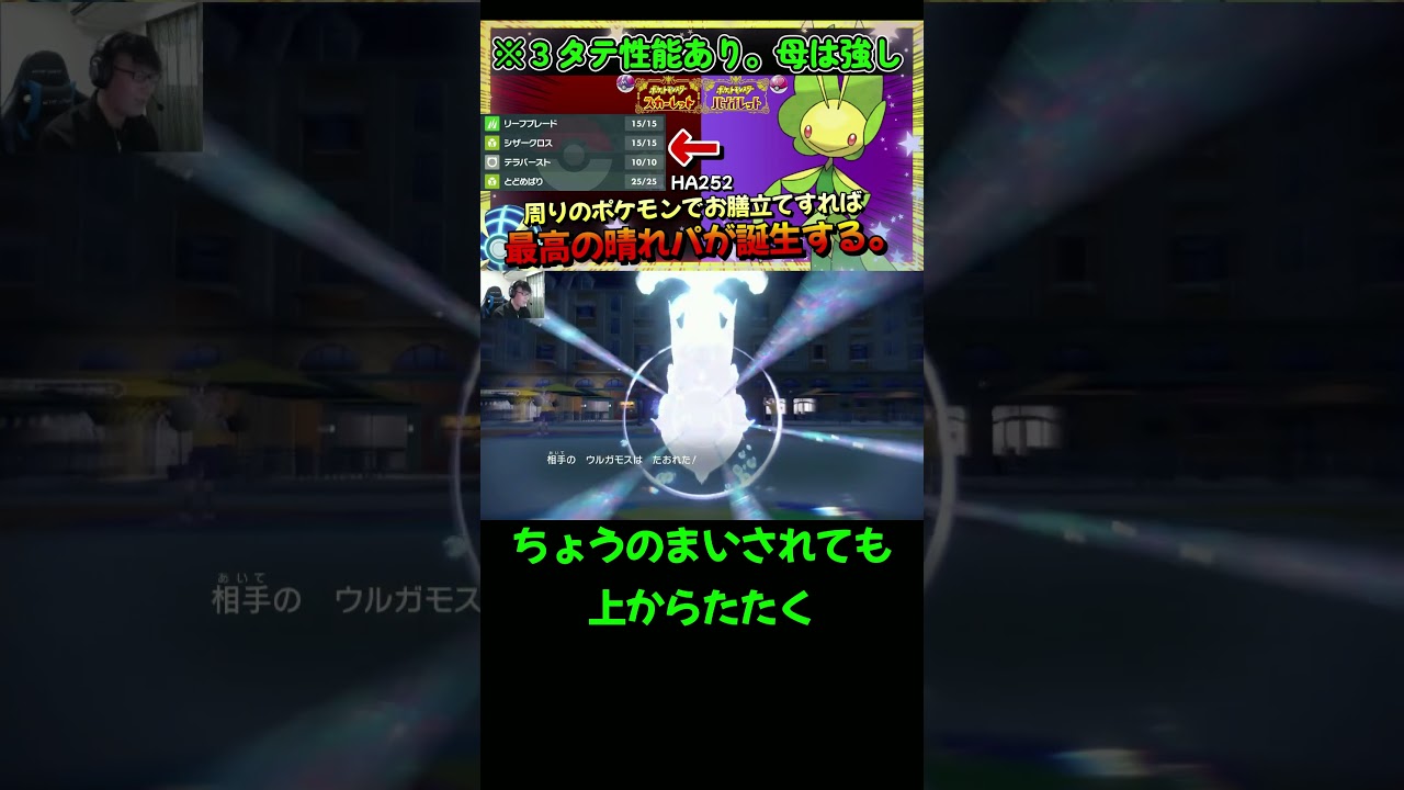 【ポケモンSV】虫対決。ハハコモリVSちょうのまい１回したウルガモス【ポケットモンスター スカーレット・バイオレット】