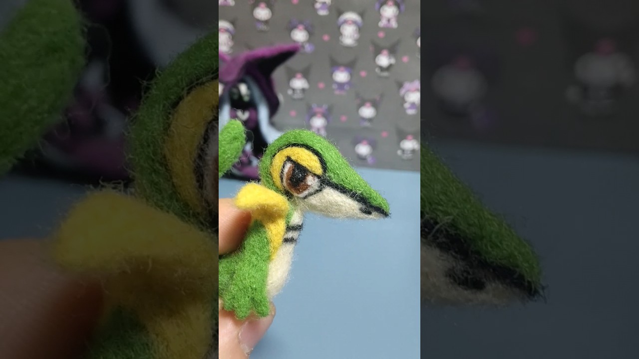 羊毛フェルトでツタージャさん(ポケモン)作りました。