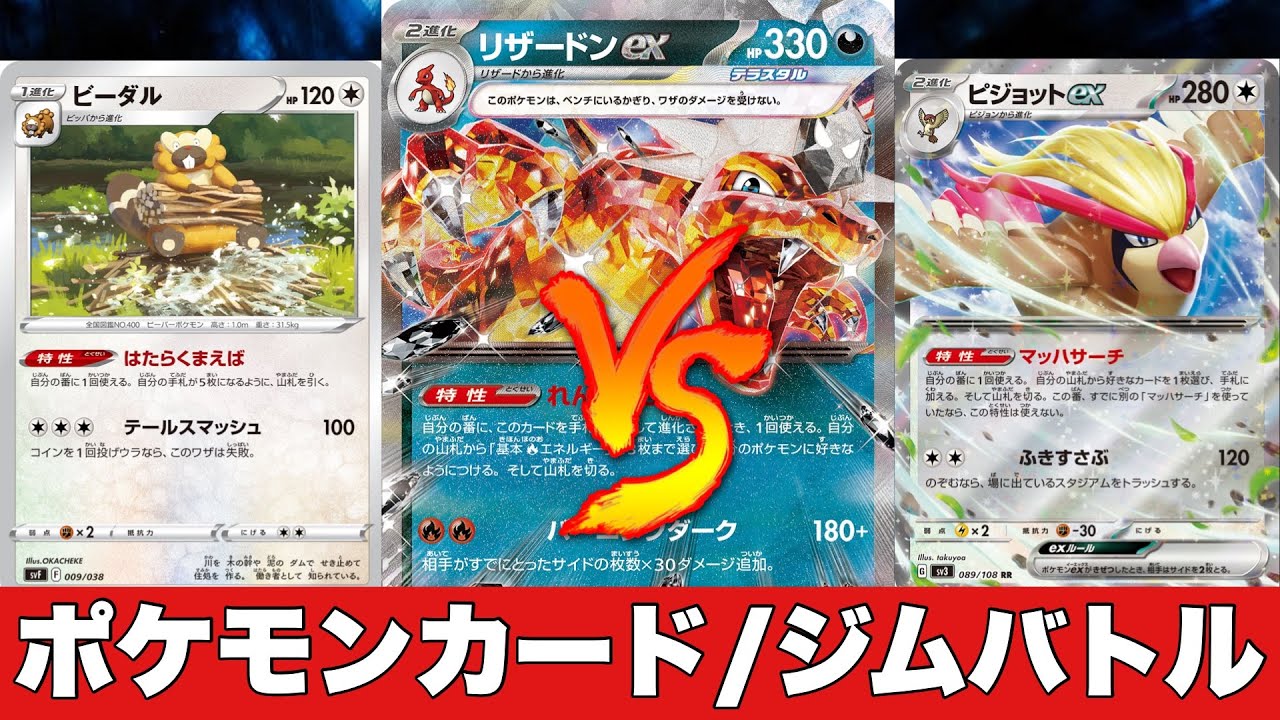 【ジムバトル】ビーダル型悪リザードン🆚悪リザードンピジョット【ポケカ対戦】