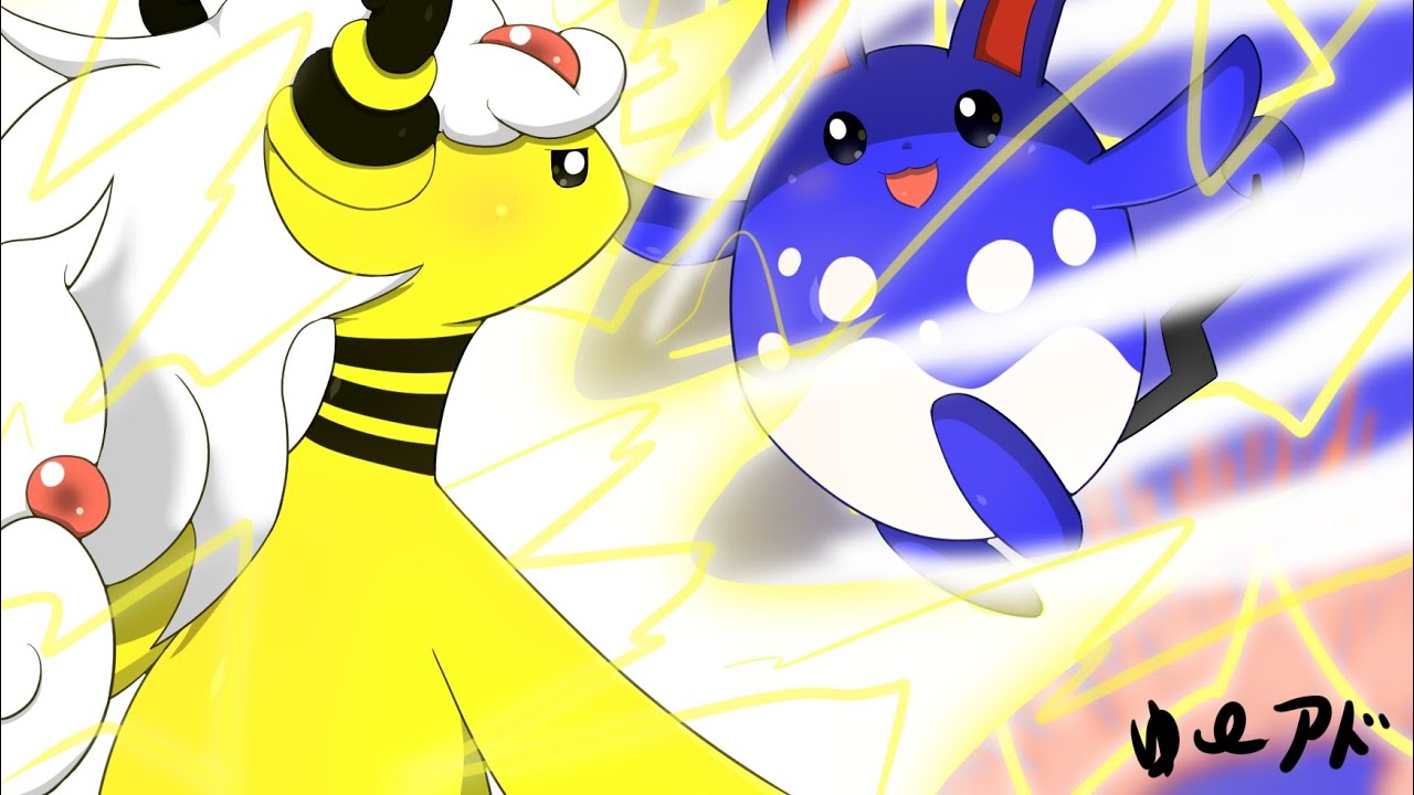 メガデンリュウとマリルリ イラストメイキング