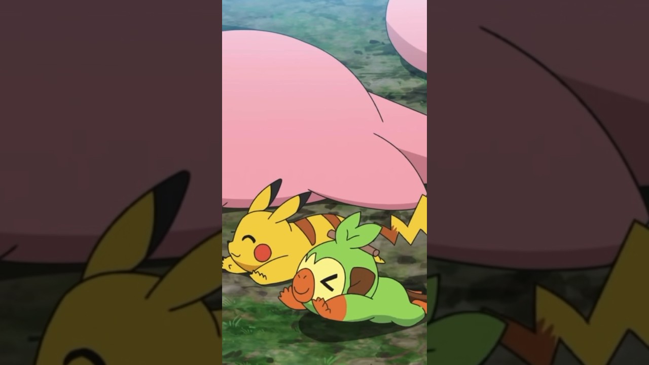 ヤドンのまねをするピカチュウとサルノリ #アニポケ #ピカチュウ #サルノリ #shorts