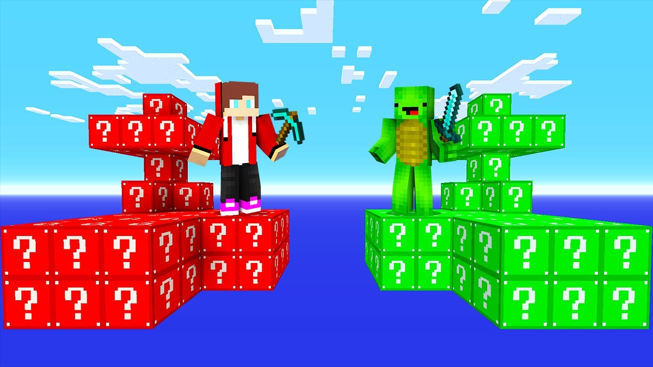 赤 vs 緑 - ラッキーブロックを本気でクリアしようとした結果！？【マインクラフト・まいくら】