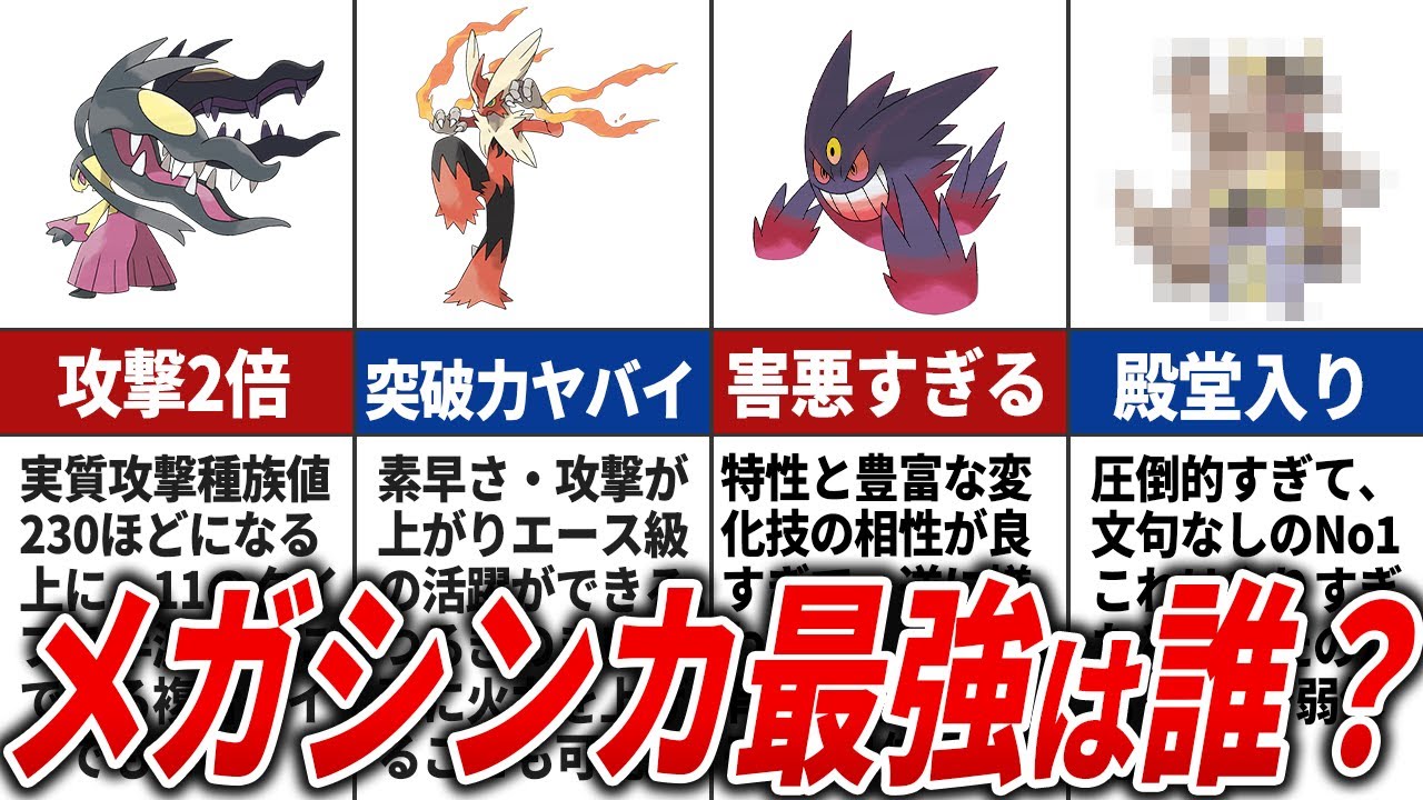 一般ポケモンのメガシンカ最強ランキングTOP15【歴代ポケモン】