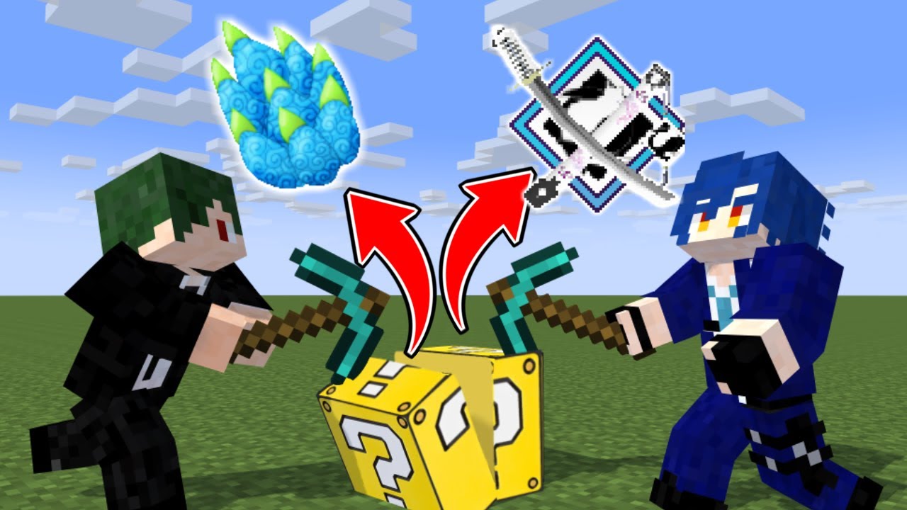 ラッキーブロックを100個壊してパラソルでPVP！【マイクラ】【マインクラフト】