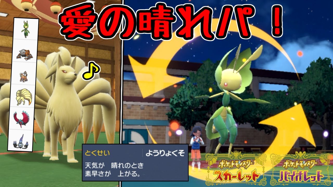 【晴れパ】キュウコン＆「ようりょくそ」ハハコモリが強すぎる【ポケモンSV】