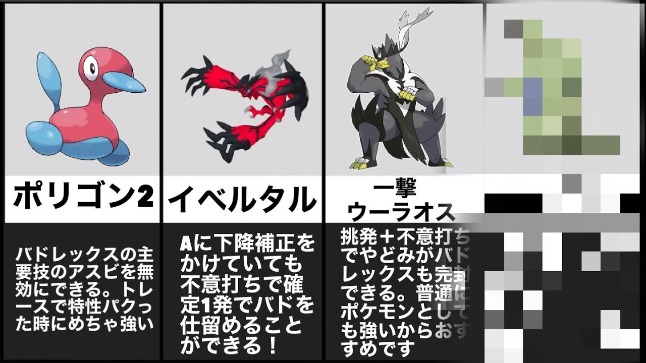 【最新版】黒バドレックス対策ポケモンランキング【ポケモン剣盾】