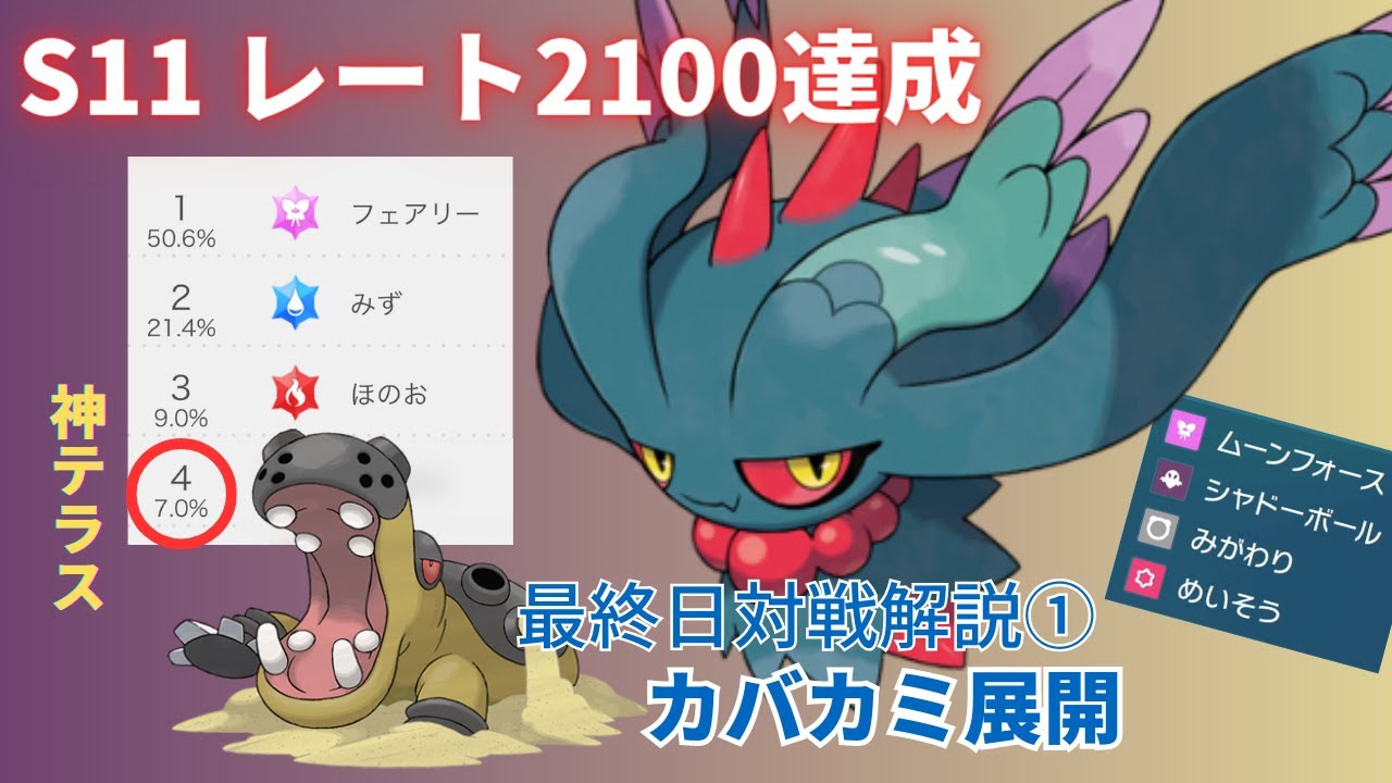 【レート2100】カバルドン×瞑想ハバタクカミが強かった【ポケモンSV】【最終日解説①】