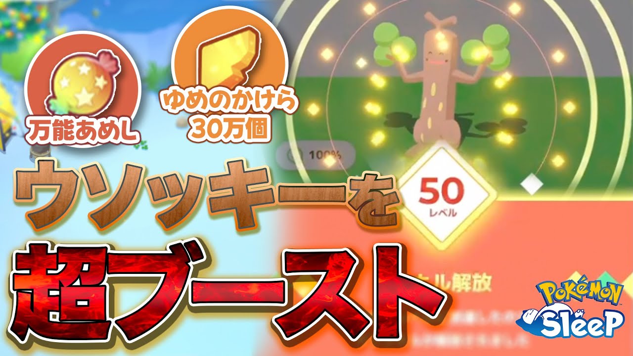 【ポケモンスリープ】ウソッキーに万能アメLとゆめのかけらを大量に使ってあめブーストして最強のウソッキーを育成していく貴重映像
