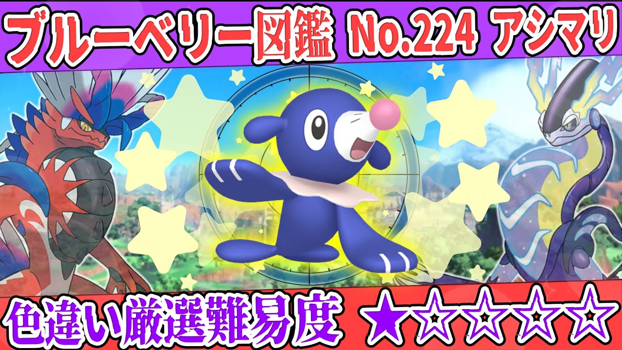 【ブルーベリー図鑑No.224】色アシマリ厳選方法解説！【#ポケモンSV #藍の円盤】