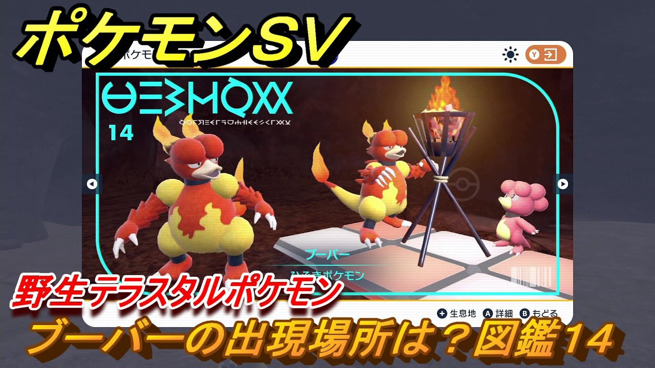 ポケモンＳＶ　ブーバーの出現場所は？図鑑１４　野生テラスタルポケモン　ブルーベリー図鑑エリア　＃２４８　【DLCゼロの秘宝　碧の仮面・藍の円盤】