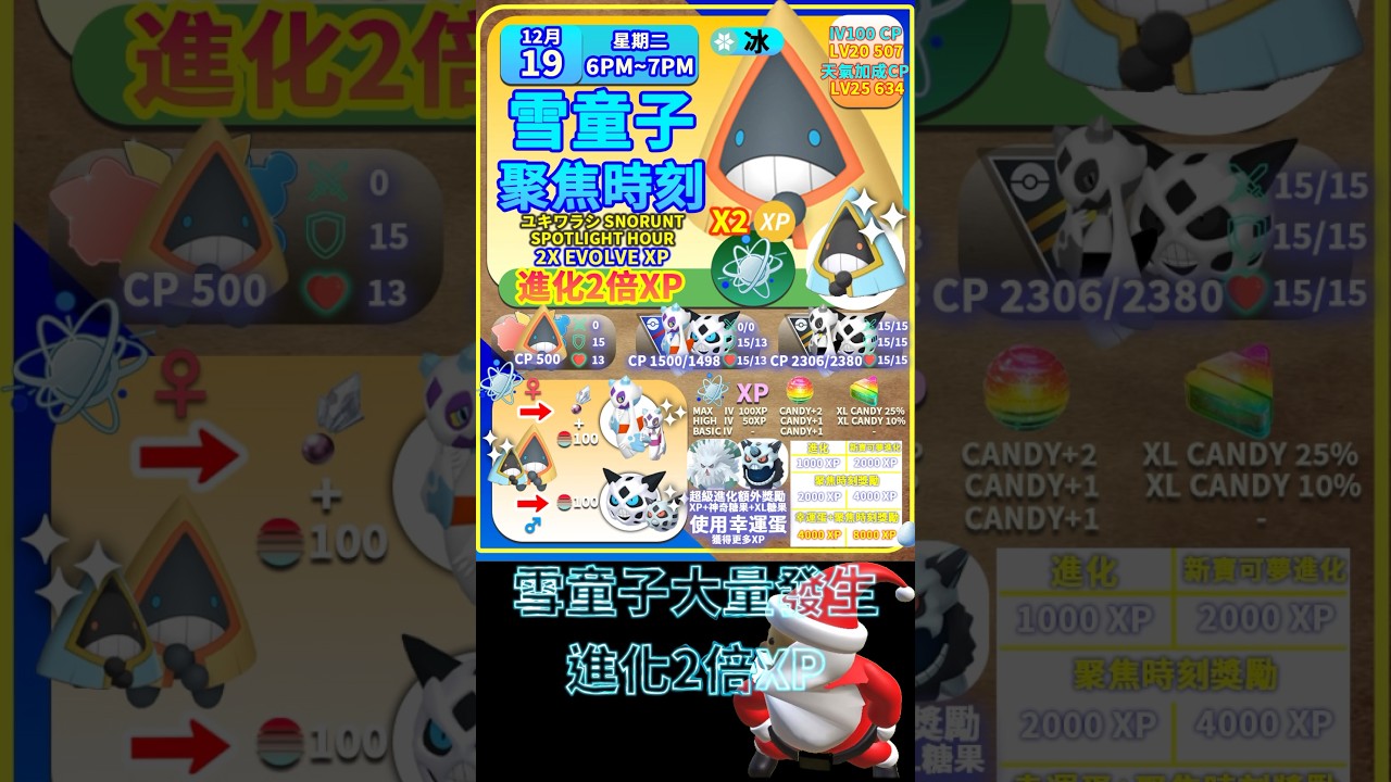 雪童子聚焦時刻大量發生❄️進化2倍XP ユキワラシ #snorunt #pokémongo #ポケモンgo