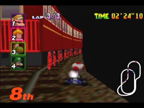 カラカラさばく線路を走行　マリオカート６４