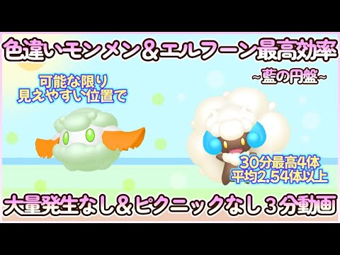 藍の円盤 色違いモンメン＆エルフーン最高効率３分30分平均2.54体以上#ポケモンsv #藍の円盤 #最高効率 #色違い #モンメン #エルフーン #大量発生なし #ピクニックなし