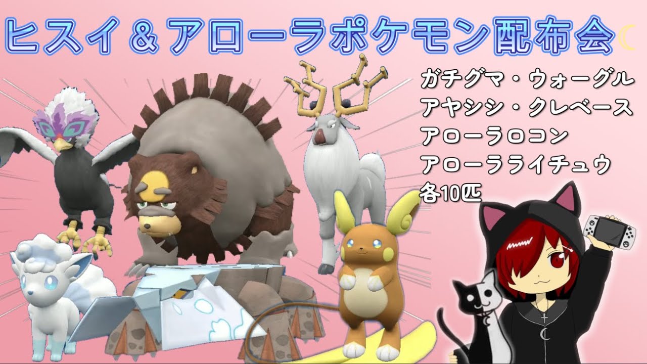 [ポケモンSV] ヒスイ＆アローラポケモン配布会☆今回はガチグマ・ヒスイクレベース・ヒスイウォーグル・アヤシシ・ラブボ入りアローラロコン・アローラライチュウ各1匹ずつ配布☆ズガイドスも！