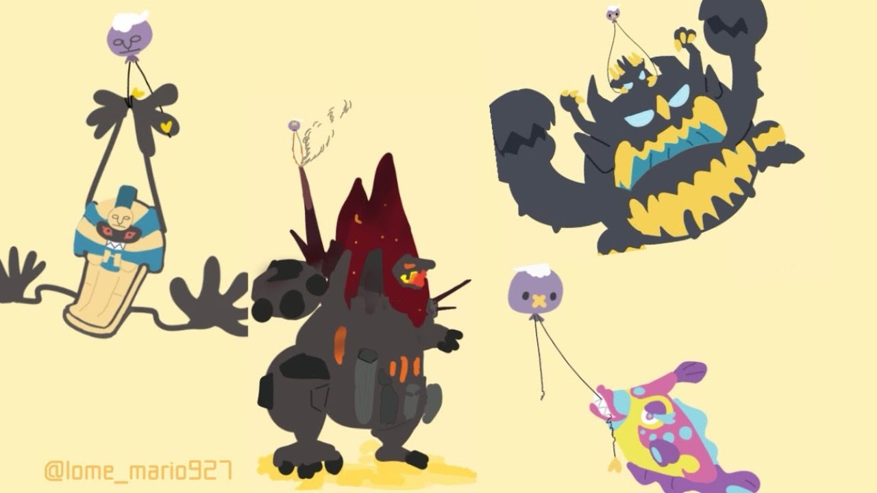 フワンテがいろんなポケモンを持ち上げる絵ができるまで　#4 【デスカーン/セキタンザン/アクジキング/ハギギシリ編】