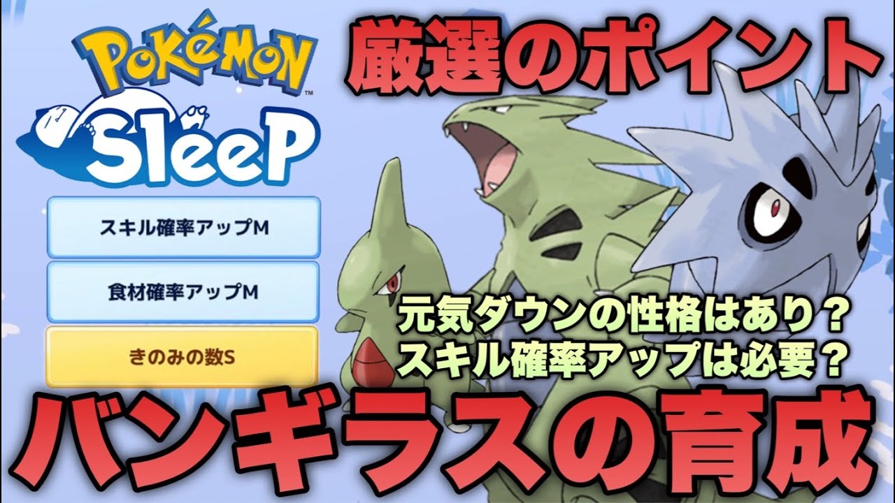 バンギラスの厳選のポイントと育成の注意点！スキル/きのみ/食材の視点から考えてみる【ポケモンスリープ/安心院幽】