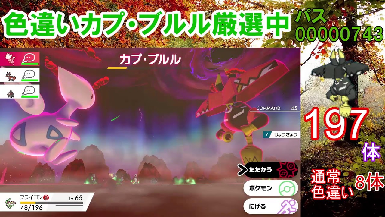 【ポケモン剣盾】200回目前。カプ・ブルル色違い以外の色違いが出たら即配布！カプ・ブルル色厳選【ダイマックスアドベンチャー】
