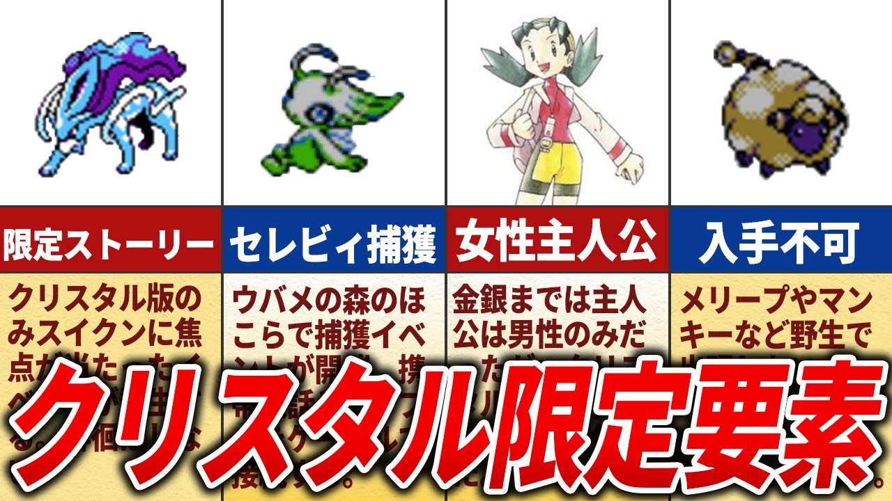 クリスタル版のみ実装された要素13選【ポケモン金銀】