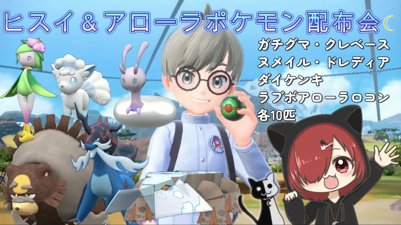 [ポケモンSV] ヒスイ＆アローラポケモン配布会☆今回はガチグマ・ヒスイヌメイル・ヒスイクレベース・ヒスイダイケンキ・ヒスイドレディア・ラブボ入りアローラロコン各1匹ずつ配布☆